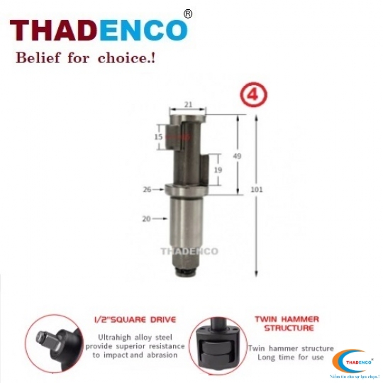 Cốt trục Máy mở bu lông ốc súng hai búa